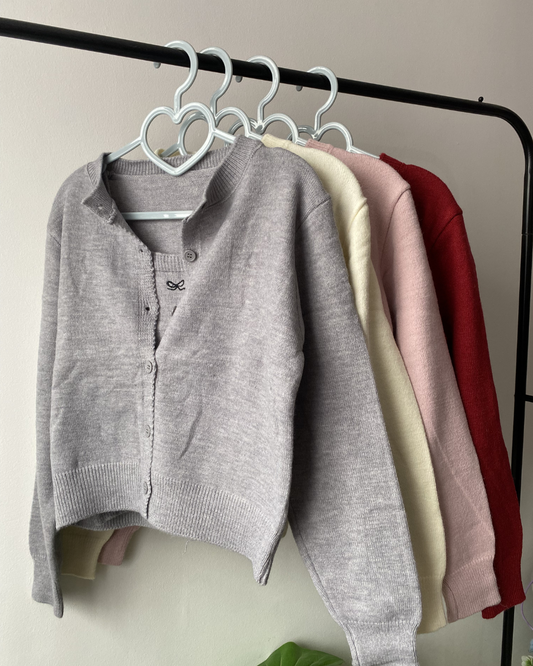 Conjunto mini cardigan ribbon