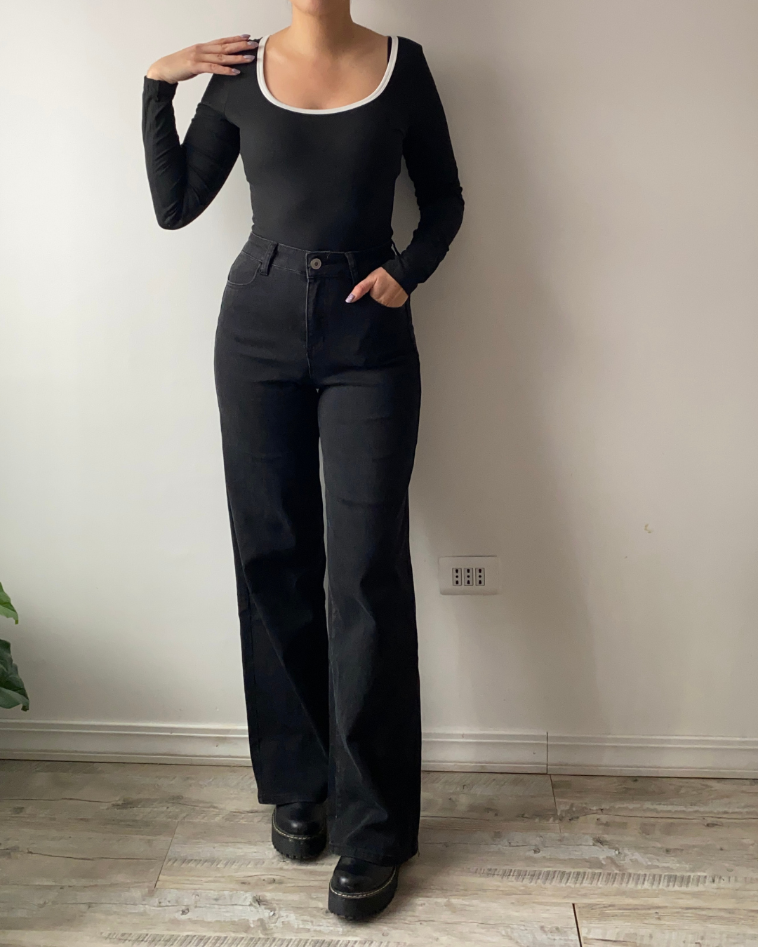 Jeans Wide leg gris oscuro - Gris oscuro / 36