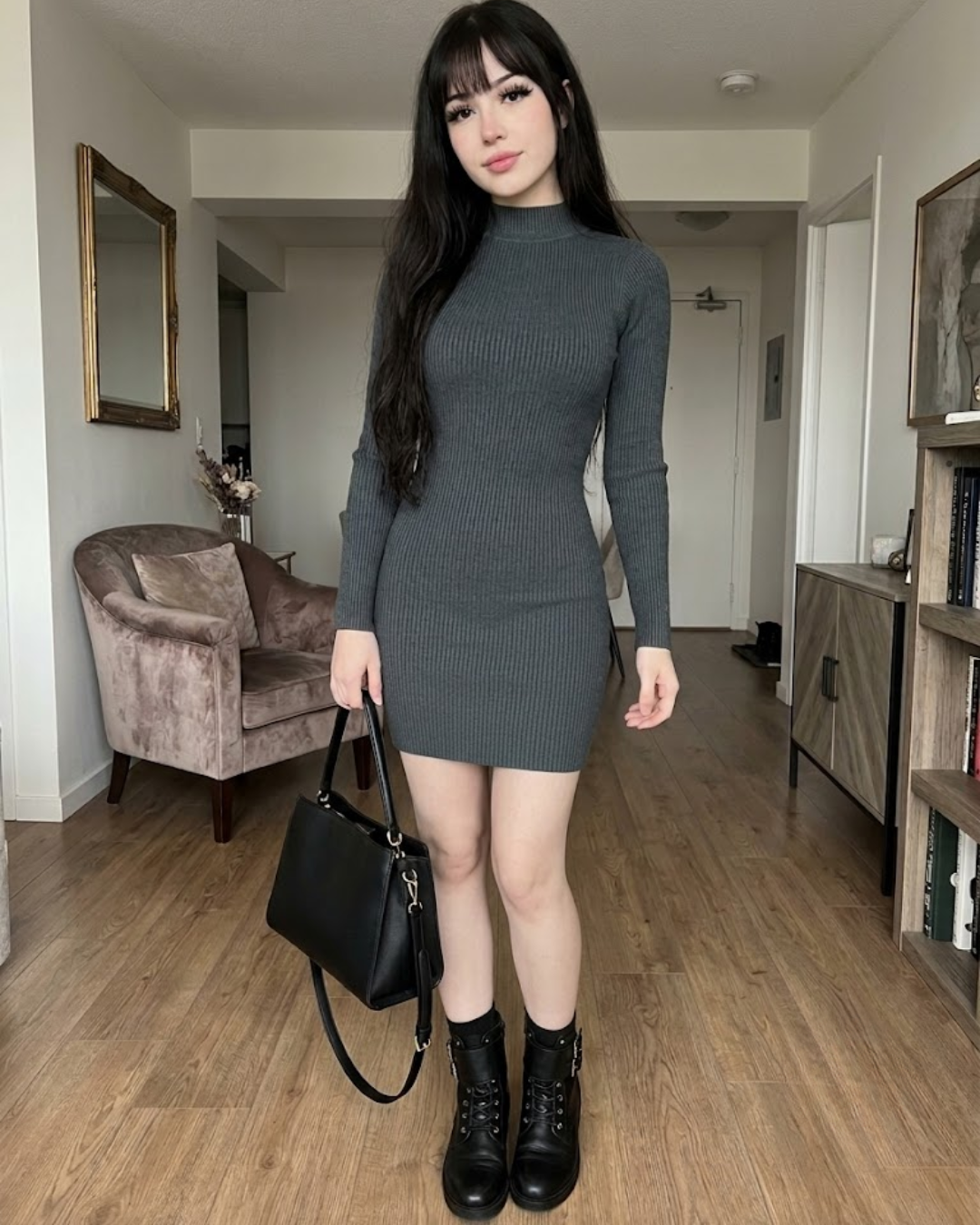 Vestido Baddie cuello medio