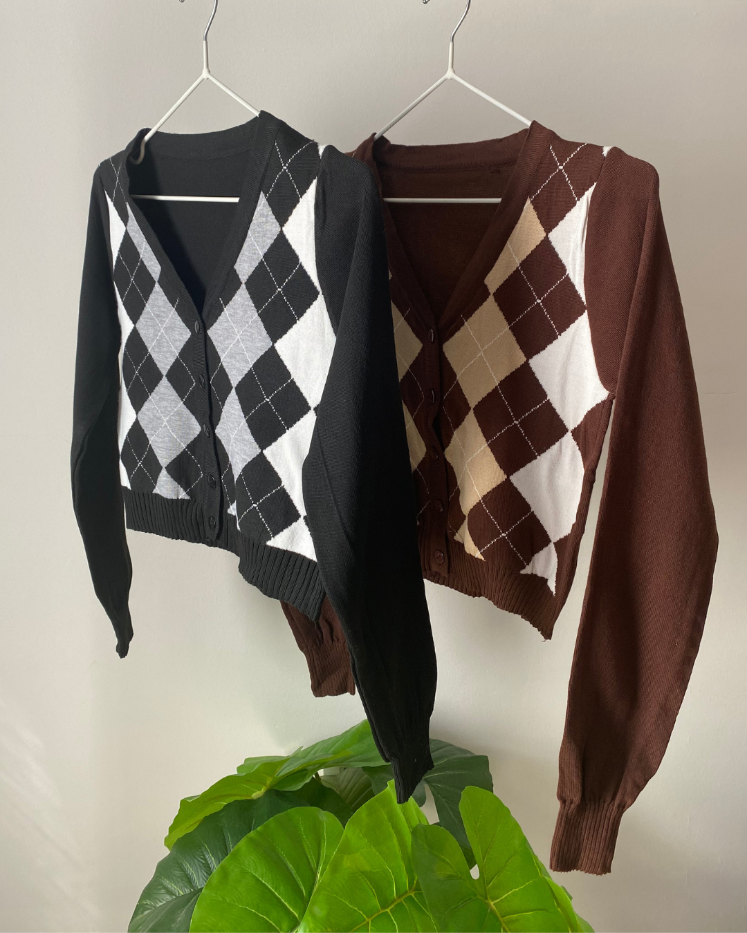 Sweater crop rombo - Negro